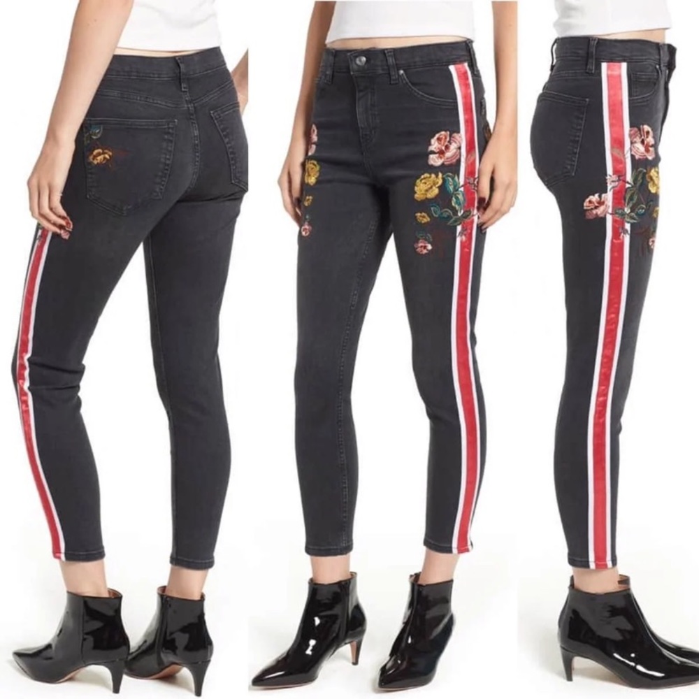 Black Floral Topshop Jeans